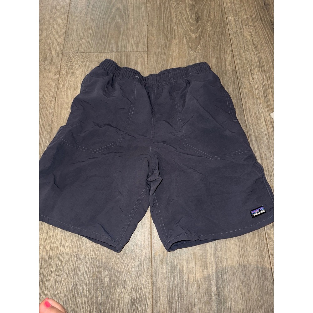 Patagonia Kids Baggies Shorts XL 14 Dark Gray Navy Blue Elastic Waist Activewear